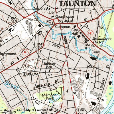 United States Geological Survey Taunton, MA (1987, 25000-Scale) digital map