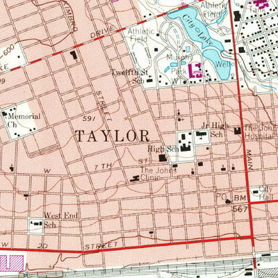 United States Geological Survey Taylor, TX (1964, 24000-Scale) digital map