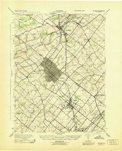 United States Geological Survey Telford, PA (1943, 31680-Scale) digital map