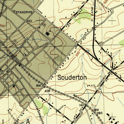 United States Geological Survey Telford, PA (1943, 31680-Scale) digital map