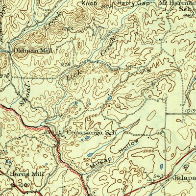 United States Geological Survey Tellico, TN-NC (1943, 62500-Scale) digital map