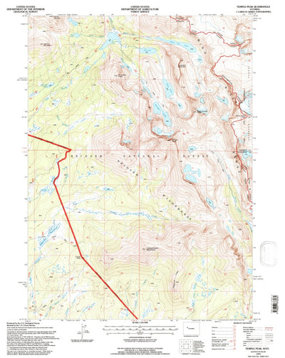 United States Geological Survey Temple Peak, WY (1991, 24000-Scale) digital map