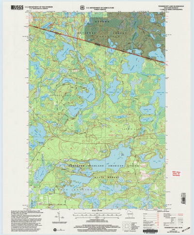 United States Geological Survey Tenderfoot Lake, WI-MI (1999, 24000-Scale) digital map
