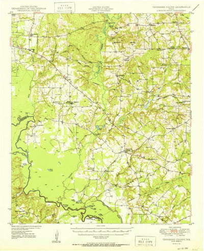 United States Geological Survey Tennessee Colony, TX (1950, 62500-Scale) digital map