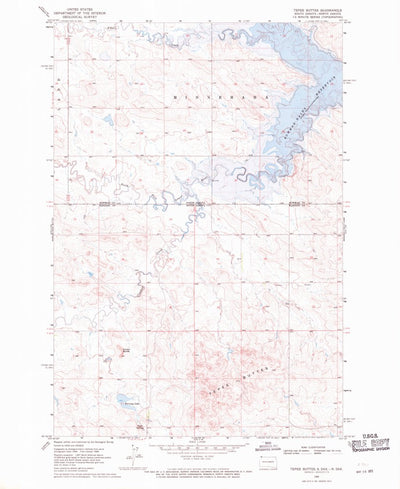 United States Geological Survey Tepee Buttes, SD-ND (1968, 24000-Scale) digital map