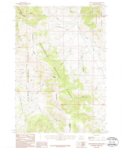 United States Geological Survey Tepee Mountain, MT-ID (1987, 24000-Scale) digital map