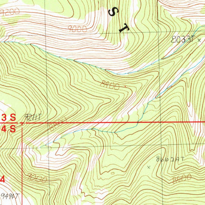 United States Geological Survey Tepee Mountain, MT-ID (1987, 24000-Scale) digital map