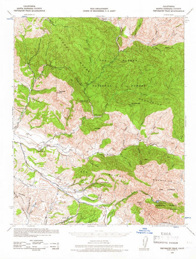 United States Geological Survey Tepusquet Peak, CA (1942, 62500-Scale) digital map