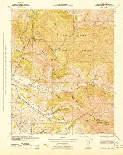 United States Geological Survey Tepusquet Peak, CA (1943, 62500-Scale) digital map