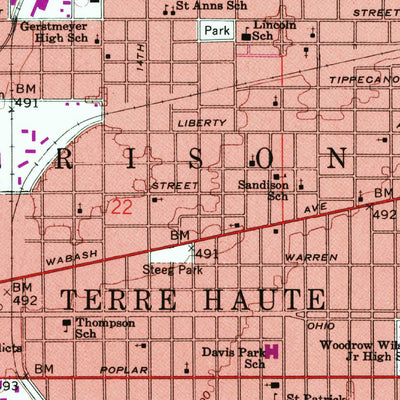 United States Geological Survey Terre Haute, IN (1958, 24000-Scale) digital map