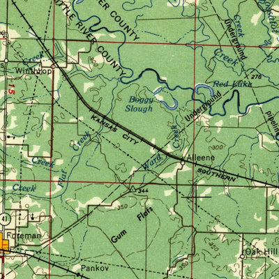 United States Geological Survey Texarkana, TX-OK-AR-LA (1956, 250000-Scale) digital map