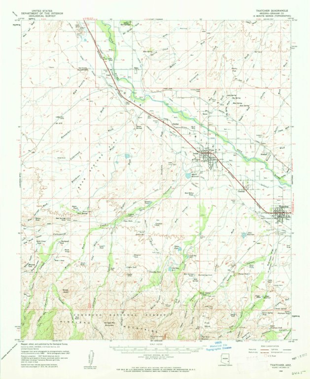 Thatcher, AZ (1960, 62500-Scale) Map by United States Geological Survey ...