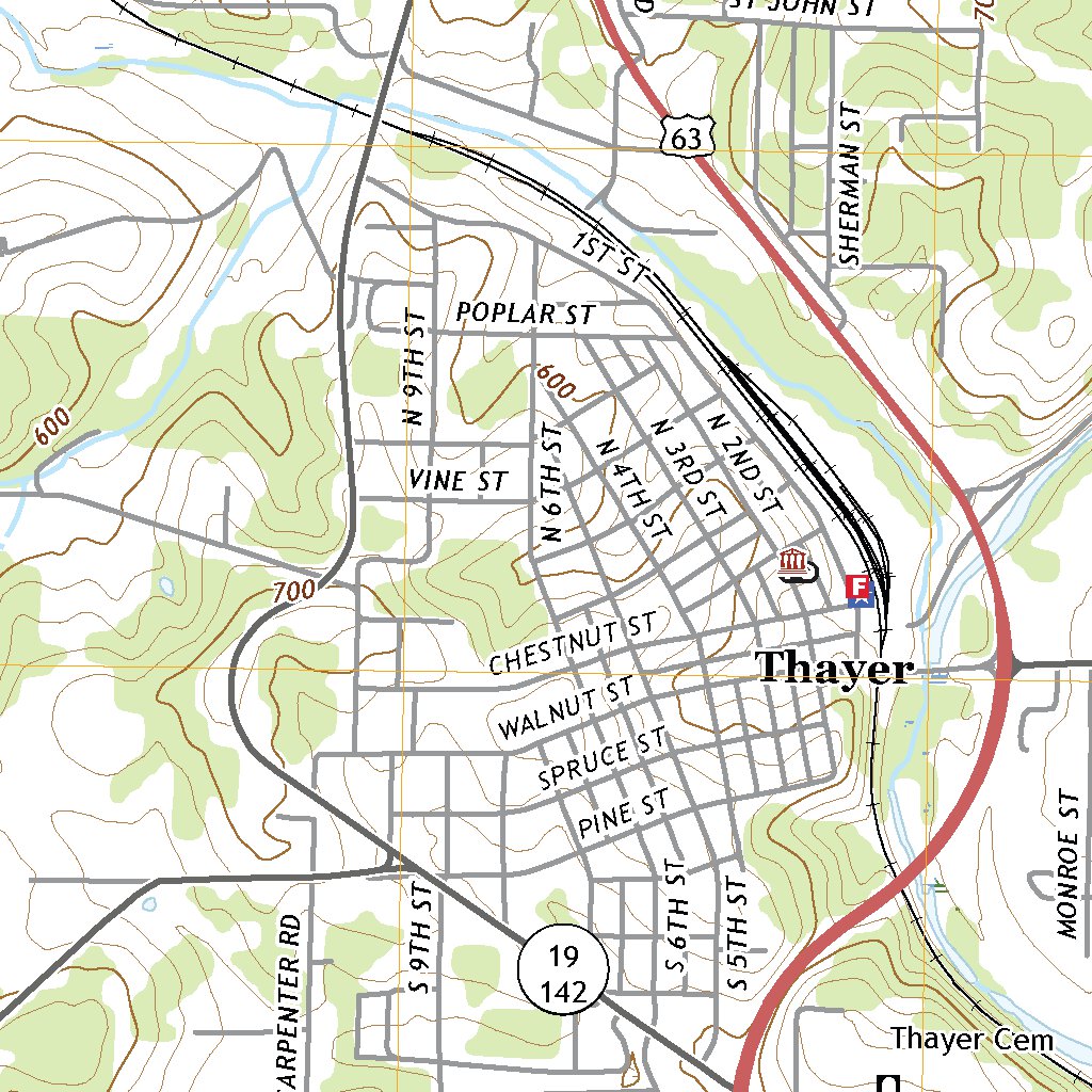 Thayer Indianamap Thayer, MO (2021, 24000-Scale) Map by United States Geological Survey ...