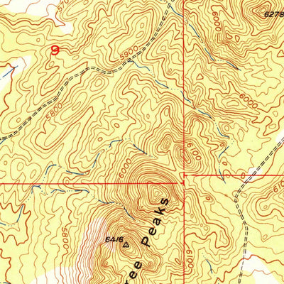 United States Geological Survey The Three Peaks, UT (1951, 24000-Scale) digital map