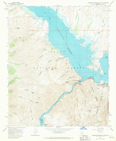 United States Geological Survey Theodore Roosevelt Dam, AZ (1964, 24000-Scale) digital map