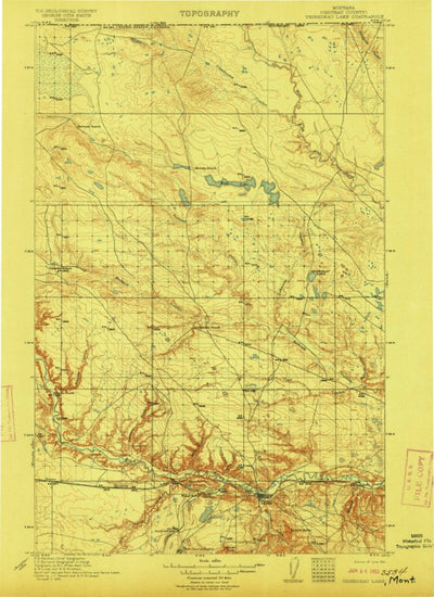 United States Geological Survey Thibadeau Lake, MT (1912, 125000-Scale) digital map