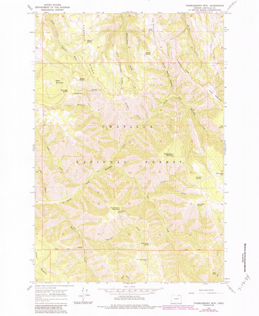 Thimbleberry Mountain, OR (1964, 24000-Scale) Map by United States ...