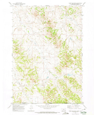 United States Geological Survey Three Bar Ranch, MT-WY (1970, 24000-Scale) digital map