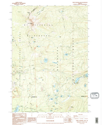 United States Geological Survey Three Fingered Jack, OR (1988, 24000-Scale) digital map