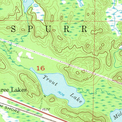 United States Geological Survey Three Lakes, MI (1956, 24000-Scale) digital map
