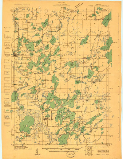 United States Geological Survey Three Lakes, WI (1928, 48000-Scale) digital map