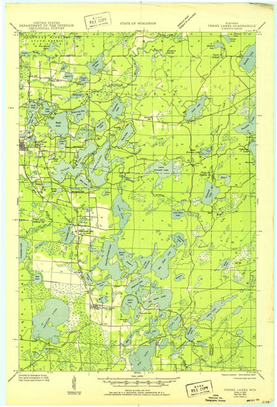 United States Geological Survey Three Lakes, WI (1945, 48000-Scale) digital map