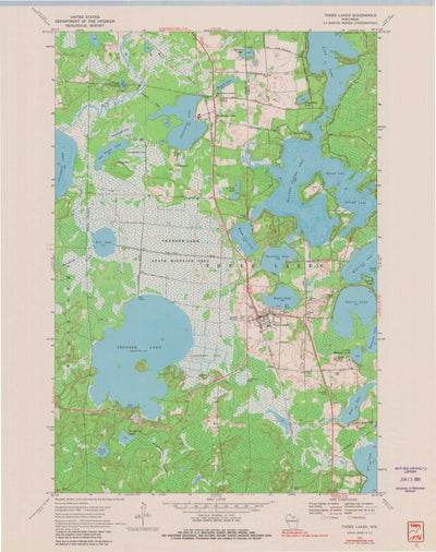 United States Geological Survey Three Lakes, WI (1970, 24000-Scale) digital map