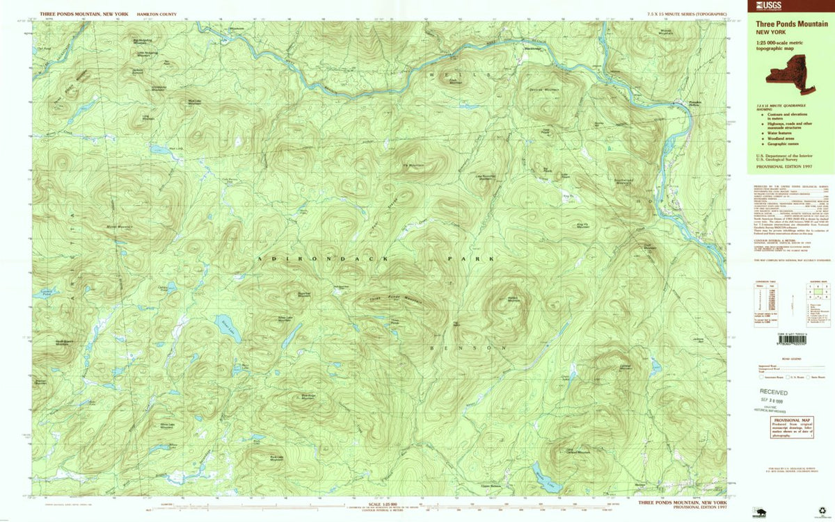 Three Ponds Mountain, NY (1997, 25000-Scale) Map by United States ...