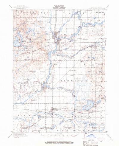 United States Geological Survey Three Rivers, MI-IN (1914, 62500-Scale) digital map