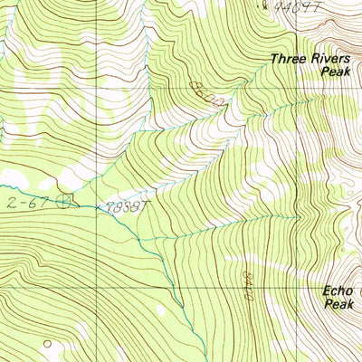 United States Geological Survey Three Rivers Peak, WY (1986, 24000-Scale) digital map