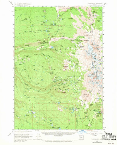 United States Geological Survey Three Sisters, OR (1959, 62500-Scale) digital map