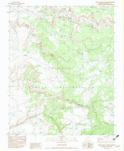 United States Geological Survey Three Turkey Canyon, AZ (1983, 24000-Scale) digital map