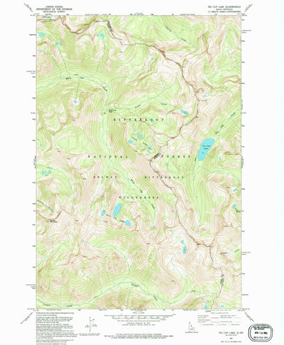 United States Geological Survey Tin Cup Lake, MT-ID (1991, 24000-Scale) digital map