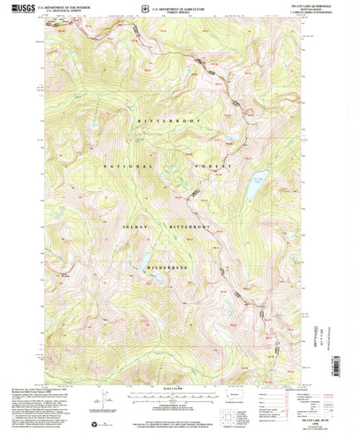 United States Geological Survey Tin Cup Lake, MT-ID (1998, 24000-Scale) digital map