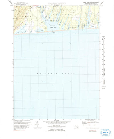 United States Geological Survey Tisbury Great Pond, MA (1972, 25000-Scale) digital map