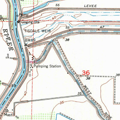 United States Geological Survey Tisdale Weir, CA (1952, 24000-Scale) digital map