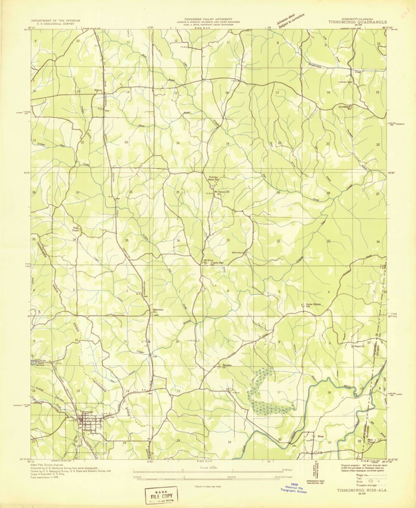 Tishomingo, MS-AL (1936, 24000-Scale) Map by United States Geological ...