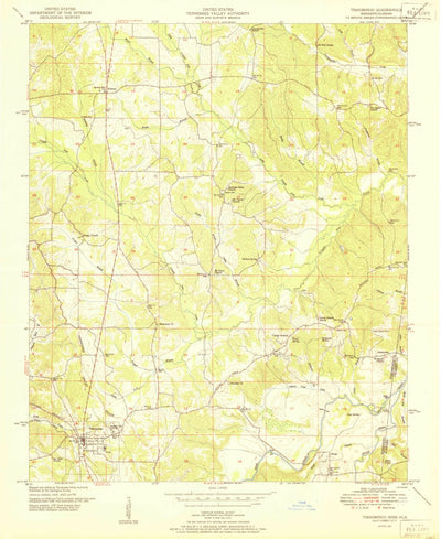 United States Geological Survey Tishomingo, MS-AL (1951, 24000-Scale) digital map