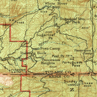 United States Geological Survey Tobias Peak, CA (1943, 125000-Scale) digital map