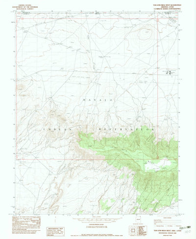 United States Geological Survey Toh Atin Mesa West, AZ-UT (1982, 24000-Scale) digital map