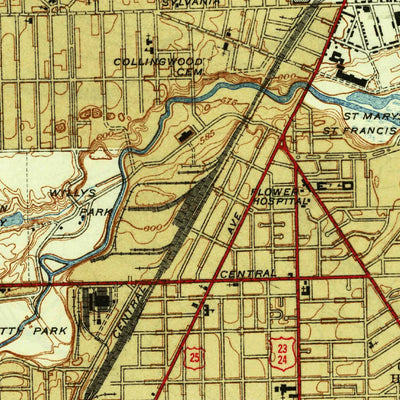 United States Geological Survey Toledo, OH-MI (1938, 31680-Scale) digital map