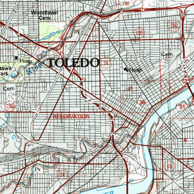 United States Geological Survey Toledo, OH-MI (1986, 100000-Scale) digital map