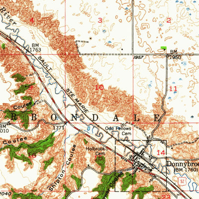 United States Geological Survey Toller, ND (1947, 62500-Scale) digital map