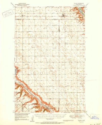 United States Geological Survey Toller, ND (1950, 62500-Scale) digital map
