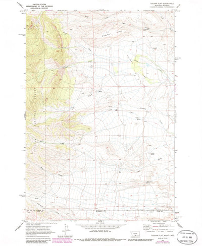 United States Geological Survey Tolman Flat, MT-WY (1969, 24000-Scale) digital map