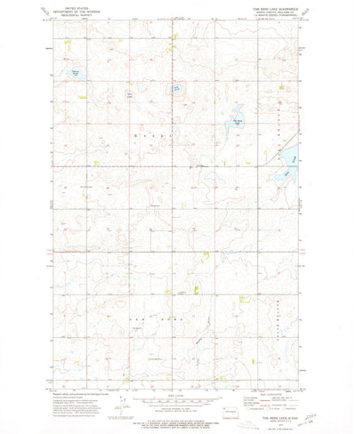 United States Geological Survey Tom Berg Lake, ND (1974, 24000-Scale) digital map