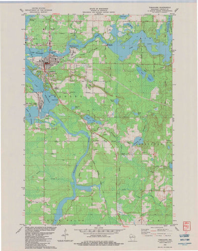 United States Geological Survey Tomahawk, WI (1982, 24000-Scale) digital map