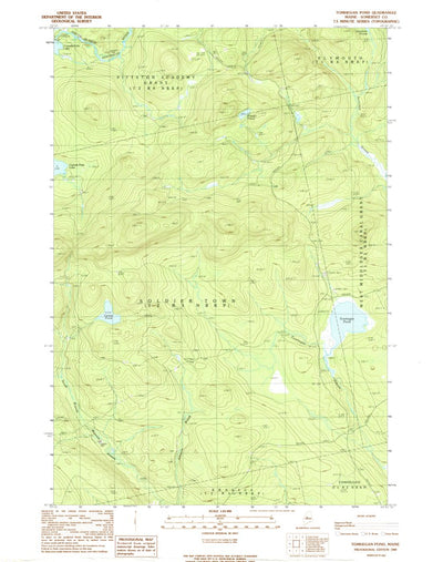United States Geological Survey Tomhegan Pond, ME (1989, 24000-Scale) digital map