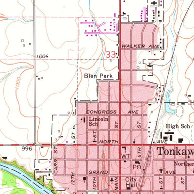 United States Geological Survey Tonkawa, OK (1968, 24000-Scale) digital map