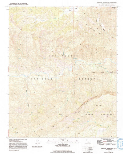 United States Geological Survey Topatopa Mountains, CA (1991, 24000-Scale) digital map
